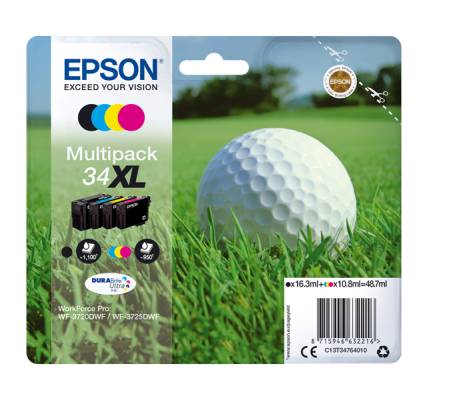 Multipack Cartuccia ink - 34XL - C-M-Y-K - C-M-Y 10,8 ml - K 16,3 ml - Epson - C13T34764010 - 8715946632216 - DMwebShop