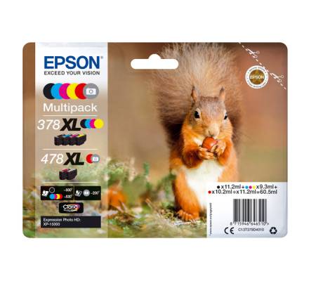 Multipack Cartuccia ink - 378XL-478XL - C-M-Y-K-R-G - C-M-Y 9,3 ml - K-R 11,2 ml - R 10,2 ml - Epson - C13T379D4010 - 8715946646510 - DMwebShop