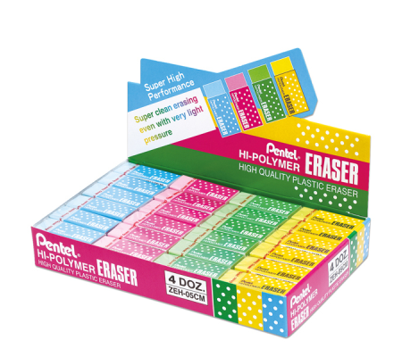 Mini gomma Hi Polymer - colori assortiti - display 48 pezzi - Pentel - ZEH-05CM - 4711577033105 - DMwebShop