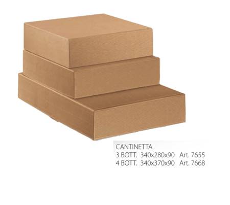 Scatola in cartone Onda avana - fino a 3 bottiglie - 34 x 28 x 9 cm - conf. 30 pezzi - Scotton - 7655 - 8007402076550 - DMwebShop
