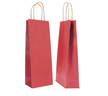 Portabottiglie in carta maniglie cordino - 14 x 9 x 38 cm - rosso - conf. 20 sacchetti - Mainetti Bags - 072222 - 8029307072222 - DMwebShop