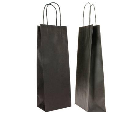Portabottiglie in carta maniglie cordino - 14 x 9 x 38 cm - nero - conf. 20 sacchetti - Mainetti Bags - 072253 - 8029307072253 - DMwebShop