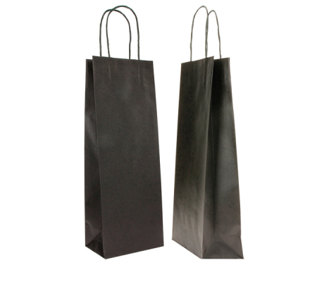 Portabottiglie in carta maniglie cordino - 14 x 9 x 38 cm - nero - conf. 20 sacchetti - Mainetti Bags - 072253 - 8029307072253 - DMwebShop