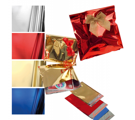 Buste regalo in PPL metal lucido - rosso - 20 x 35 + 5 cm - con patella adesiva - conf. 50 buste - Pnp - U-814ARRYO6RO - 8013170185301 - DMwebShop