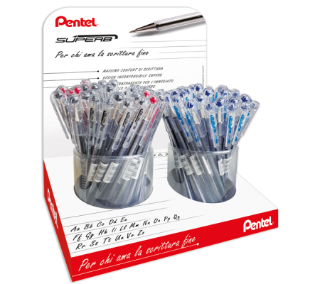 Penna sfera SuperB - colori assortiti - blu-rosso-nero - expo 96 pezzi - Pentel - 0100868 - 8006935008687 - DMwebShop
