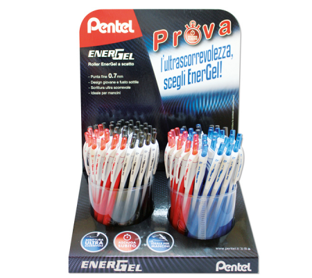 Roller Energel Slim - 0,7 mm - colori assortiti - expo 120 pezzi - Pentel - 0022173 - DMwebShop