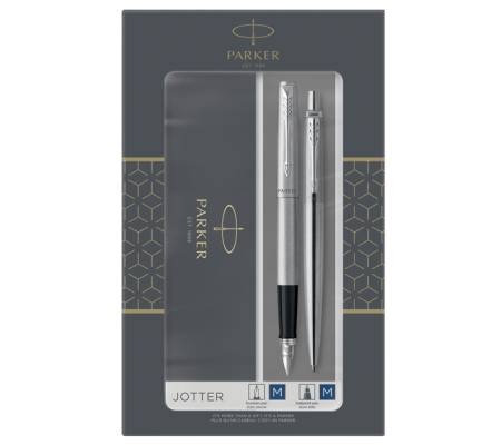 Gift Set DUO - Jotter stainless steel CT sfera + stilografica - punta media - Parker - 2093258 - 3026980932589 - DMwebShop