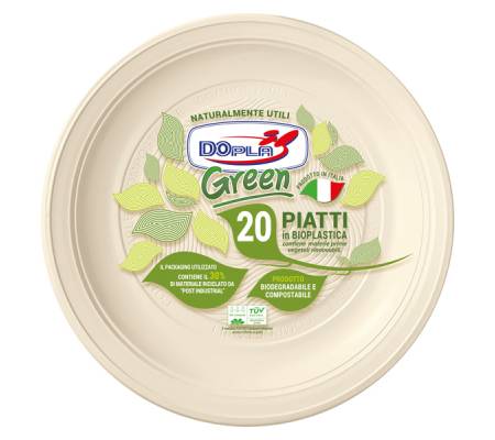 Piatti frutta biodegradabili - Mater-Bi - Ø 170 mm - avorio - conf. 20 pezzi - Dopla - 45027 - 8005090020213 - DMwebShop
