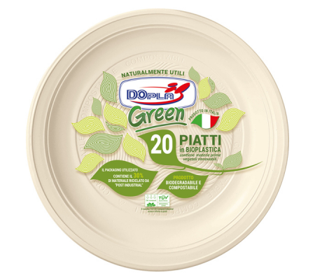 Piatti frutta biodegradabili - Mater-Bi - Ø 170 mm - avorio - conf. 20 pezzi - Dopla - 45027 - 8005090020213 - DMwebShop