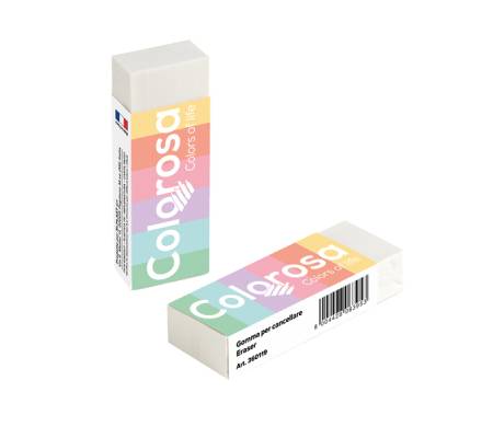 Gomma Pastel - 6,2 x 1,2 x 2,2 cm - vinile - conf. 20 pezzi - Colorosa - 360119 - 8004428063960 - DMwebShop