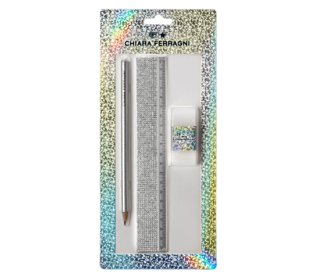 Set Chiara Ferragni collezione 2023 - matita, gomma e riga 20 cm - Pigna - 023268800 - DMwebShop
