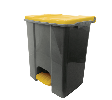 Contenitore mobile Ecoconti - a pedale - 60 lt - plastica riciclata - grigio-giallo - Medial International - 912676 - 8056324539186 - DMwebShop