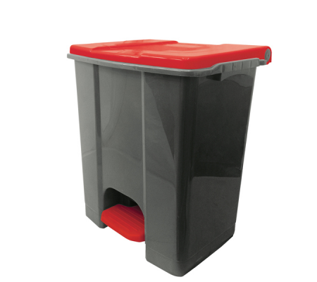Contenitore mobile Ecoconti - a pedale - 60 lt - plastica riciclata - grigio-rosso - Medial International - 912677 - 8056324539193 - DMwebShop