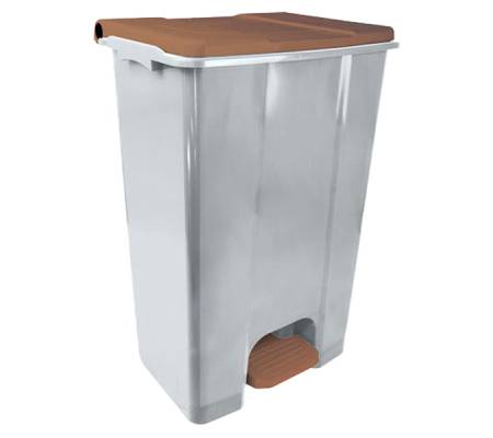 Contenitore mobile Ecoconti - a pedale - 80 lt - plastica riciclata - grigio-marrone - Medial International - 912879 - 8056324539353 - DMwebShop