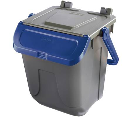 Contenitore portarifiuti Ecology - con sportello e maniglione - 25 lt - grigio-blu - Mobil Plastic - Mobilplastic - 11-25GRB-BLB - 11/25GRB-BLB - 8004331112502 - DMwebShop