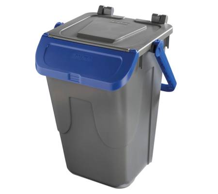 Contenitore portarifiuti Ecology - con sportello e maniglione - 35 lt - grigio-blu - Mobil Plastic - Mobilplastic - 11-35GRB-BLB - 11/35GRB-BLB - 8004331113509 - DMwebShop