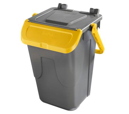 Contenitore portarifiuti Ecology - con sportello e maniglione - 35 lt - grigio-giallo - Mobil Plastic - Mobilplastic - 11-35GRB-GIA - 11/35GRB-GIA - 8004331113523 - DMwebShop