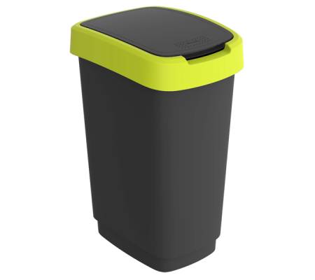 Pattumiera con coperchio basculante - 50 lt - 40,1 x 29,1 x 60,2 cm - PPL - nero-verde lime - Rotho - F600321 - 7610859246714 - DMwebShop