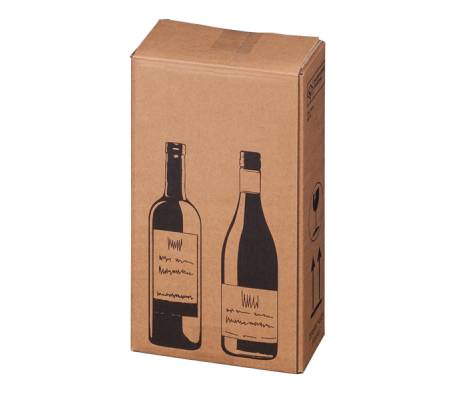 Scatola Wine Pack - 2 bottiglie - 20,4 x 10,8 x 36,8 cm - cartone doppia onda - avana - conf. 10 pezzi - Bong Packaging - 222103010 - 4250414138325 - DMwebShop