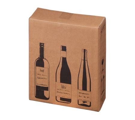 Scatola Wine Pack - 3 bottiglie - 30,5 x 10,8 x 36,8 cm - cartone doppia onda - avana - conf. 10 pezzi - Bong Packaging - 222103110 - 4250414105884 - DMwebShop