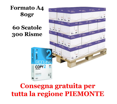 Carta Copy2 - A4 - 80 gr - 500 fogli (bancale da 300 risme Piemonte) Fabriano Performance A4-bancale300r