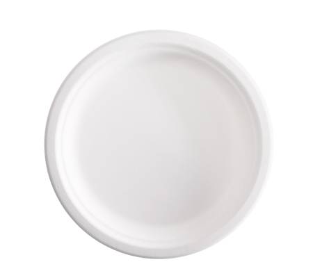Piatto piano monouso rotondo diametro 23 cm canna da zucchero bianco Signor Bio BPC003BIO50F - 27215