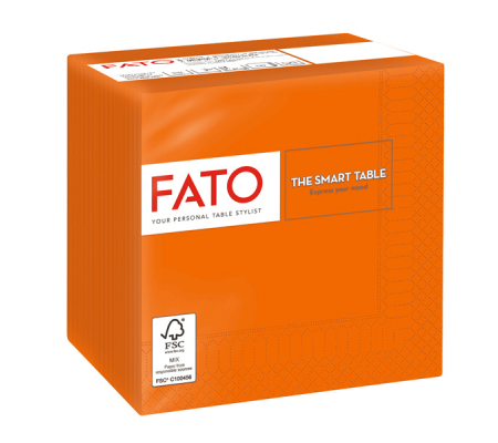 Tovagliolo carta - 24 x 24 cm - 2 veli arancio - conf. 100 pezzi - Fato - 82544003 - 8000664523343 - DMwebShop