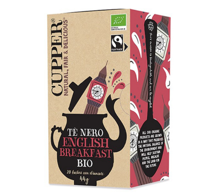 Filtri Te' nero - biologico - gusto English breakfast - conf. 20 pezzi - Cupper - 0041226 - DMwebShop