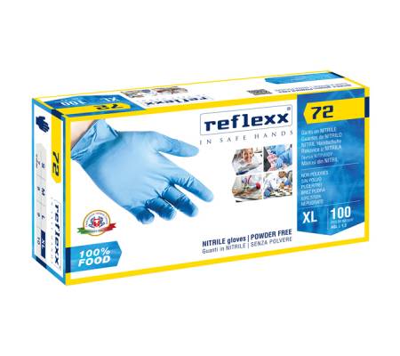 Guanti in nitrile foodline R72 - taglia XL - azzurro - conf. 100 pezzi - Reflexx - R72-XL(10) - R72/XL(10) - 8032891633328 - DMwebShop