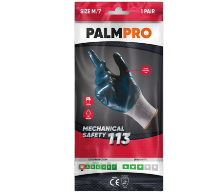 Guanti mechanical Safety Palmpro 113 - per ambienti oleosi - taglia M - grigio-blu - Icoguanti - NNTQ113/M(7) - 8005830009195 - DMwebShop