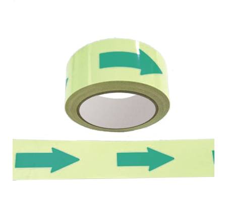 Nastro fotoluminescente adesivo - 4 cm x 10 mt - giallo-frecce verdi - Cartelli Segnalatori - L9423 - L942300001 - DMwebShop