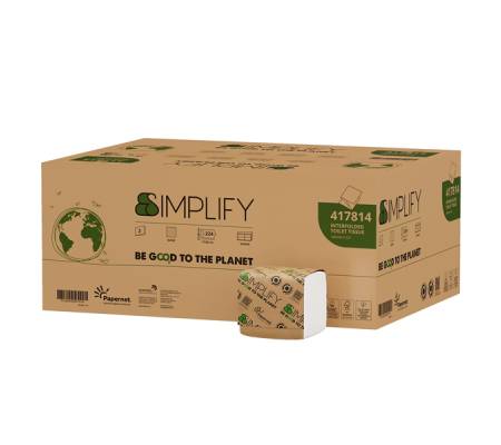 Carta igienica interfogliata Simplify - goffratura wave - 15 gr - pacco da 224 strappi - conf. 40 pezzi - Papernet - 417814 - 8024929578145 - DMwebShop