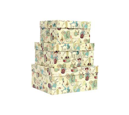 Set scatole regalo grandi - dimensioni assortite - fantasia Alice - conf. 3 pezzi - Kartos - 12146200 - DMwebShop