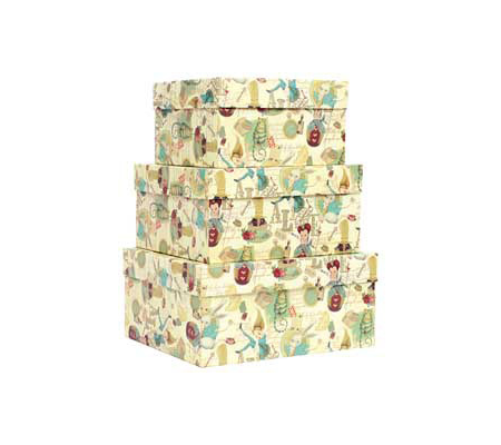 Set scatole regalo medi - dimensioni assortite - fantasia Alice - conf. 3 pezzi - Kartos - 12146201 - 8009162361372 - DMwebShop