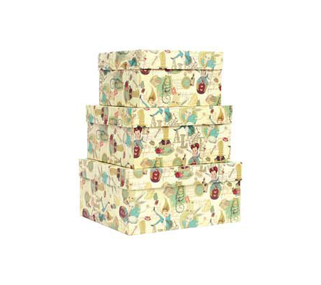 Set scatole regalo medi - dimensioni assortite - fantasia Alice - conf. 3 pezzi - Kartos - 12146201 - DMwebShop