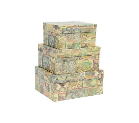 Set scatole regalo grandi - dimensioni assortite - fantasia Maps - conf. 3 pezzi - Kartos - 12146500 - DMwebShop