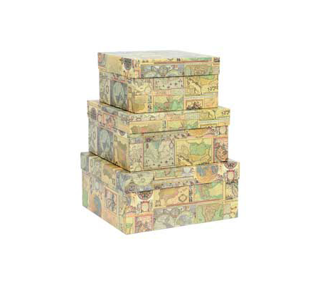 Set scatole regalo medi - dimensioni assortite - fantasia Maps - conf. 3 pezzi - Kartos - 12146501 - DMwebShop