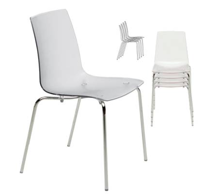 Sedia Aeterna - 48 x 53 x 82 cm - policarbonato - trasparente - conf. 4 pezzi - Grandsoleil - S3348TR - S3348TR - DMwebShop