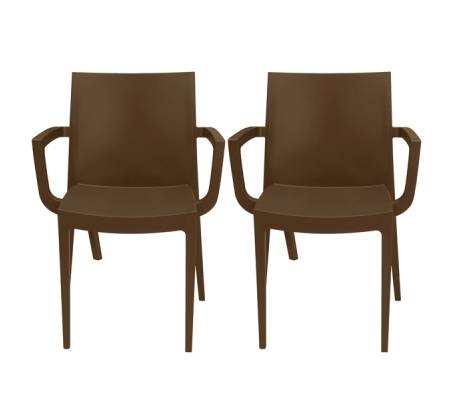 Sedia Venice - con braccioli - 59 x 51 x 80 cm - polipropilene - moka - conf. 2 pezzi - Grandsoleil - S6624MK - 23PR000358 - DMwebShop