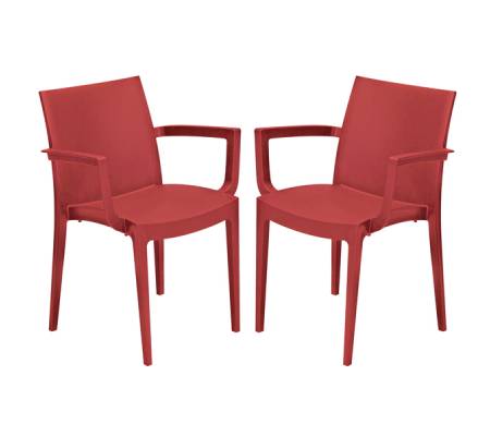 Sedia Venice - con braccioli - 59 x 51 x 80 cm - polipropilene - rosso - conf. 2 pezzi - Grandsoleil - S6624R - S6624RS2 - DMwebShop
