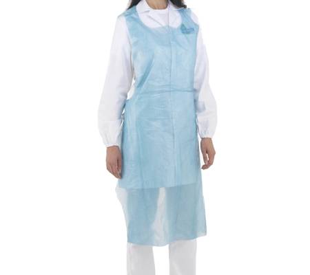 Grembiulino detectabile - in rotolo - taglia unica - PE - blu - conf. 100 pezzi - No Brand - 1660 - DMwebShop