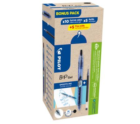 Roller gel B2P Ecoball - punta 0,7 mm - 10 refill B2P inclusi - nero - conf. 20 pezzi - Pilot - 000025 - 3131910556190 - DMwebShop