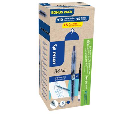 Roller gel B2P Ecoball - punta 0,7 mm - 10 refill B2P inclusi - blu - conf. 20 pezzi - Pilot - 000026 - 3131910556206 - DMwebShop