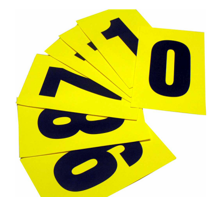 Numeri adesivi da 0 a 9 - 230 x 140 mm - 1 et/fg - 10 fogli - nero-giallo - conf. 10 etichette - Beaverswood - F8-PACK0-9YELLOW - 5025360017654 - DMwebShop