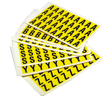 Lettere adesive da A a Z - 19 x 14 mm - 36 et/fg - 26 fogli - nero-giallo - conf. 936 etichette - Beaverswood - F3-PACKA-ZYELLOW - 5025360013960 - DMwebShop