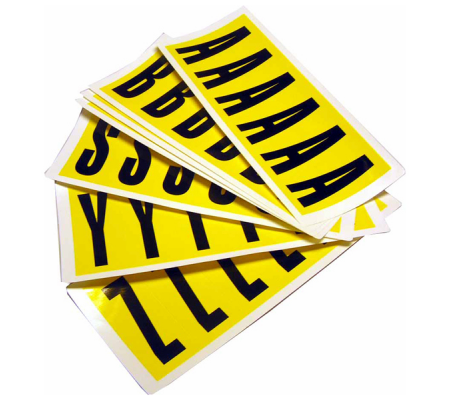 Lettere adesive da A a Z - 90 x 38 mm - 6 et/fg - 26 fogli - nero-giallo - conf. 156 etichette - Beaverswood - F6-PACKA-ZYELLOW - DMwebShop