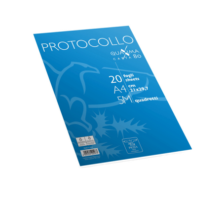 Fogli protocollo - A4 - 5 mm - 80 gr - conf. 20 pezzi - Pigna - 02322645M - 8005235204973 - DMwebShop