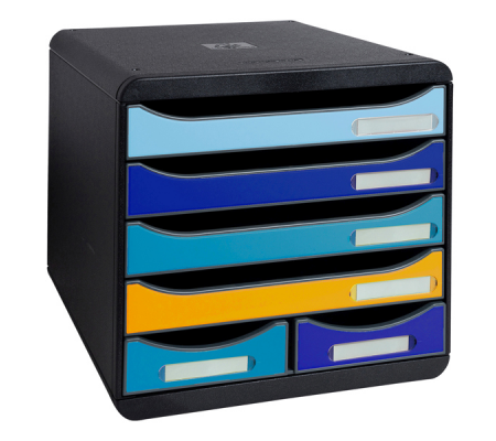 Cassettiera Big Box Maxi Bee Blue - 6 cassetti A4 - nero-multicolore - Exacompta - 3124202D - 9002494312424 - DMwebShop