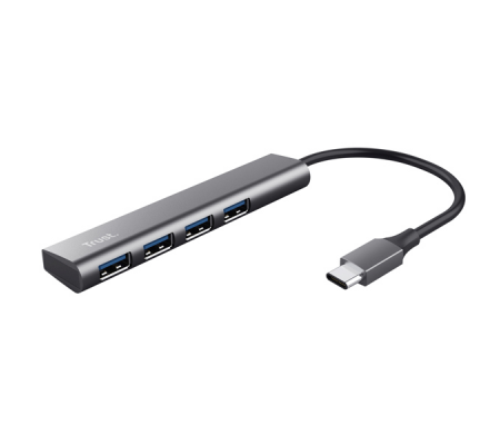Hub Halyx - 4 porte - da USB-C a USB-A 3.2 Gen1 - alluminio - grigio - Trust - 24948 - 8713439249484 - DMwebShop