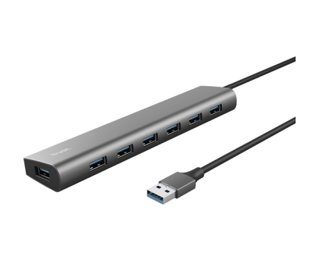Hub Halyx - 7 porte - USB 3.2 Gen 1 - alluminio - grigio - Trust - 24967 - 8713439249675 - DMwebShop